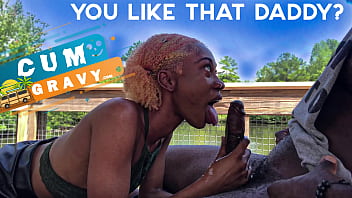 A Jamaican teen gives a deepthroat blowjob to a man in Florida for a taste of cum