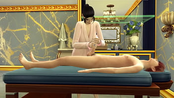 Stepson receives a sensual massage from his stepmom in her newly opened salon